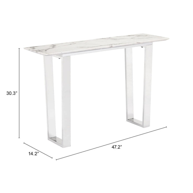 Atlas Console Table White & Silver Console Tables [TriadCommerceInc]   