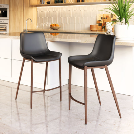 Magnus Counter Stool (Set of 2) Black & Walnut Counter Stools TriadCommerceInc   