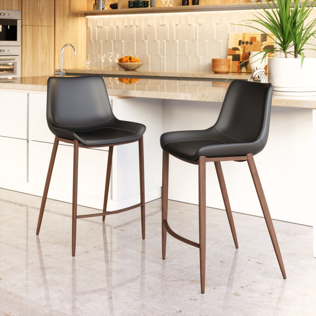 Magnus Counter Stool (Set of 2) Black & Walnut Counter Stools TriadCommerceInc   