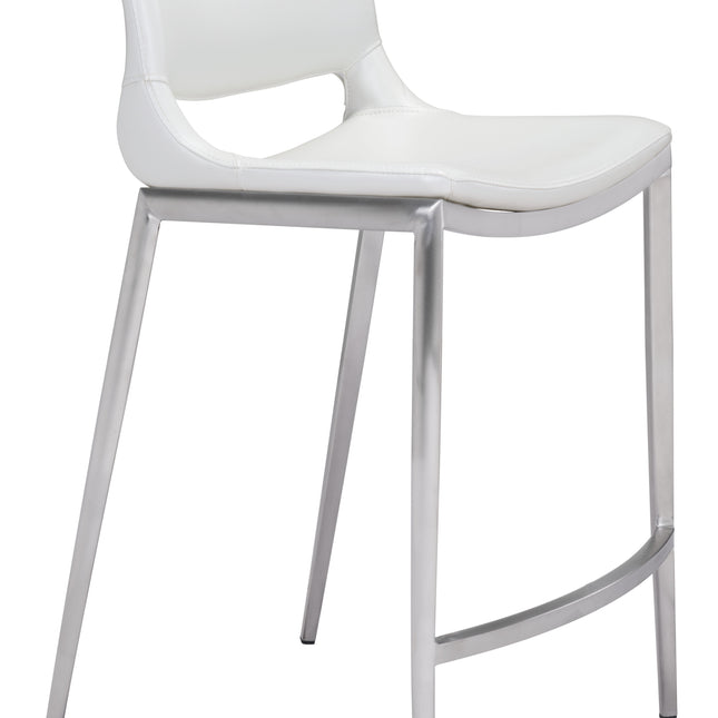 Ace Counter Stool (Set of 2) White & Silver Counter Stools TriadCommerceInc Default Title  