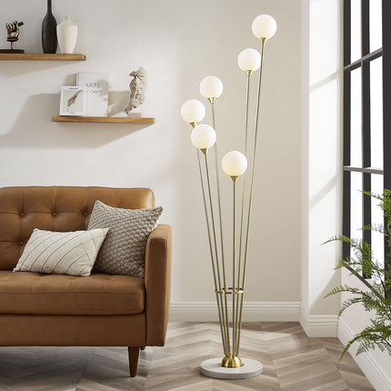 Anechdoche  6 Lights Gold and White Floor Lamp Floor Lamps [TriadCommerceInc]   