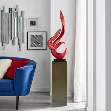 Red Flame Floor Sculpture With Gray Stand, 65" Tall Sculpture TriadCommerceInc   