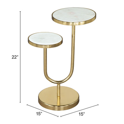 Marc Side Table White & Gold Side Tables TriadCommerceInc   