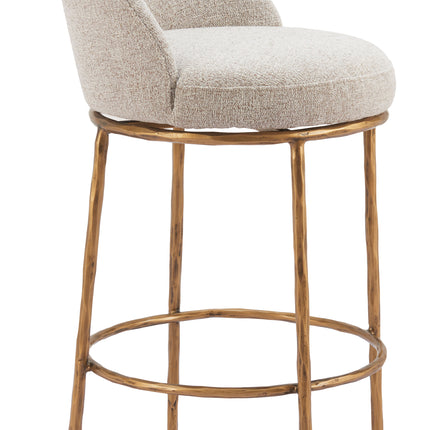 Nordhavn Swivel Barstool Beige & Gold Barstools TriadCommerceInc   