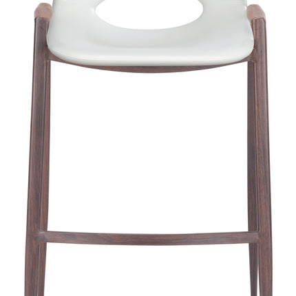 Desi Barstool (Set of 2) White & Walnut Barstools TriadCommerceInc   