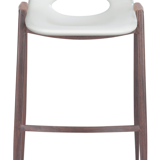 Desi Barstool (Set of 2) White & Walnut Barstools TriadCommerceInc   