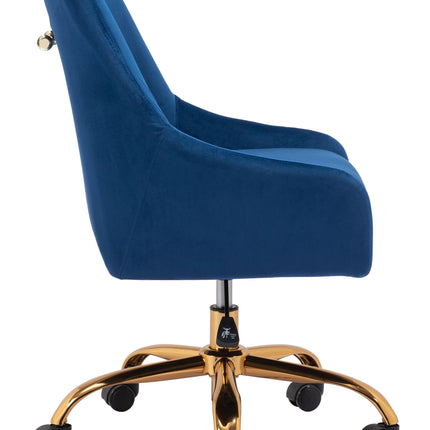 Madelaine Office Chair Navy Blue & Gold Chairs TriadCommerceInc   