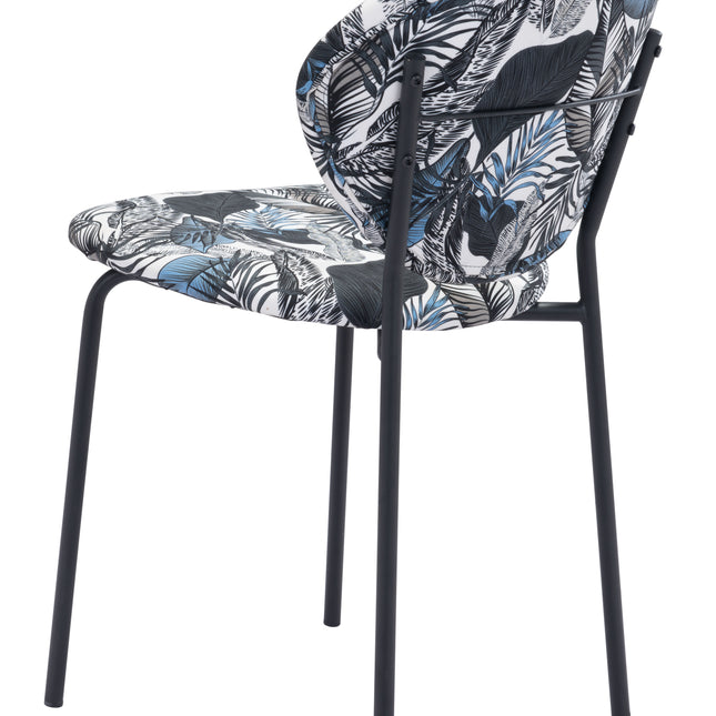 Clyde Dining Chair (Set of 2) Leaf Print & Black Chairs TriadCommerceInc   