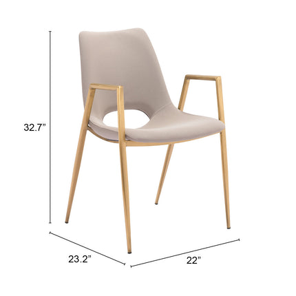 Desi Dining Chair (Set of 2) Beige & Gold Chairs TriadCommerceInc   