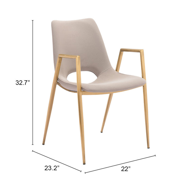 Desi Dining Chair (Set of 2) Beige & Gold Chairs TriadCommerceInc   