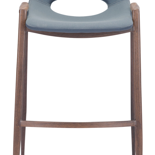 Desi Barstool (Set of 2) Blue & Walnut Barstools TriadCommerceInc   