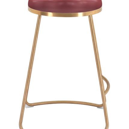 Bree Counter Stool (Set of 2) Burgundy & Gold Counter Stools TriadCommerceInc   