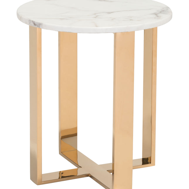 Atlas End Table White & Gold Side Tables TriadCommerceInc Default Title  