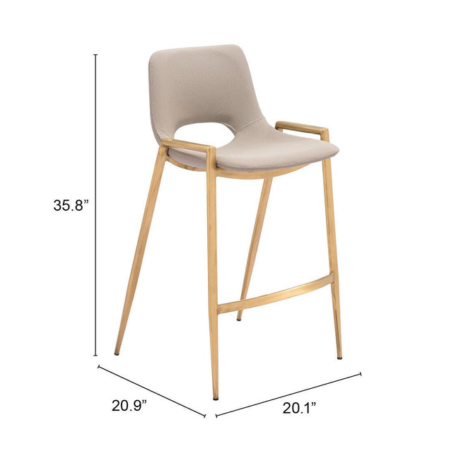 Desi Counter Stool (Set of 2) Beige & Gold Counter Stools TriadCommerceInc   