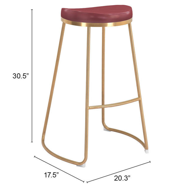 Bree Barstool (Set of 2) Burgundy & Gold Barstools TriadCommerceInc   