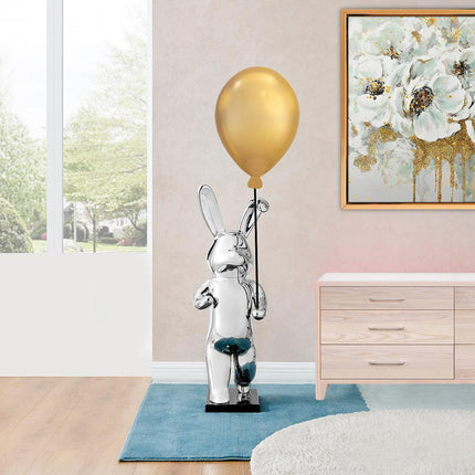 Chrome Bunny Gold Balloon Sculpture TriadCommerceInc   