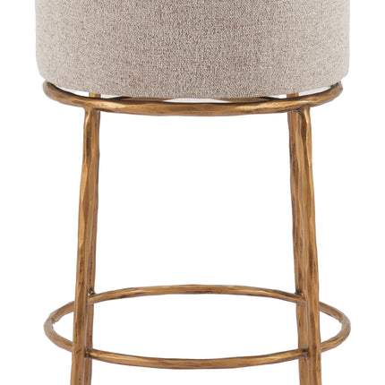 Nordhavn Swivel Barstool Beige & Gold Barstools TriadCommerceInc   