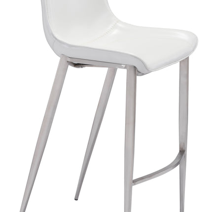 Magnus Barstool (Set of 2) White & Silver Barstools [TriadCommerceInc] Default Title  