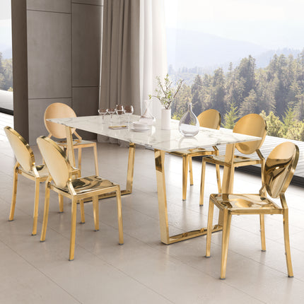 Atlas Dining Table White & Gold Tables TriadCommerceInc   