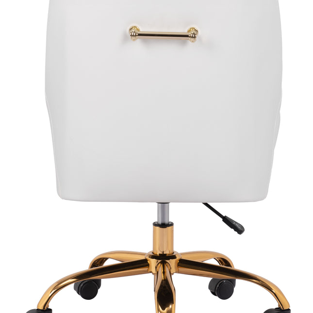 Madelaine Office Chair White & Gold Chairs TriadCommerceInc   