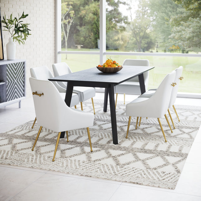 Maxine Dining Chair White & Gold Chairs TriadCommerceInc   