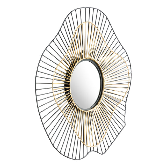 Comet Round Mirror Black & Gold Mirrors [TriadCommerceInc] Default Title  