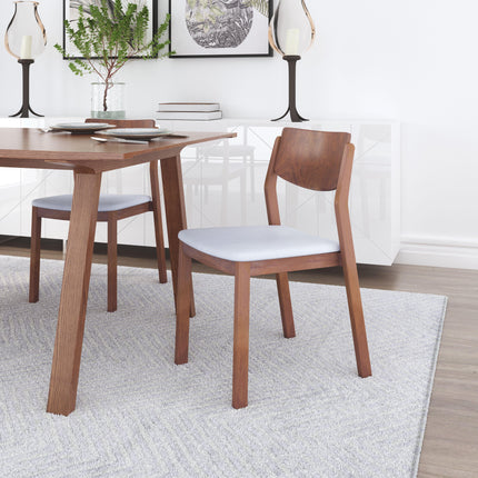 Desdamona Dining Chair (Set of 2) Light Gray & Walnut Chairs [TriadCommerceInc]   