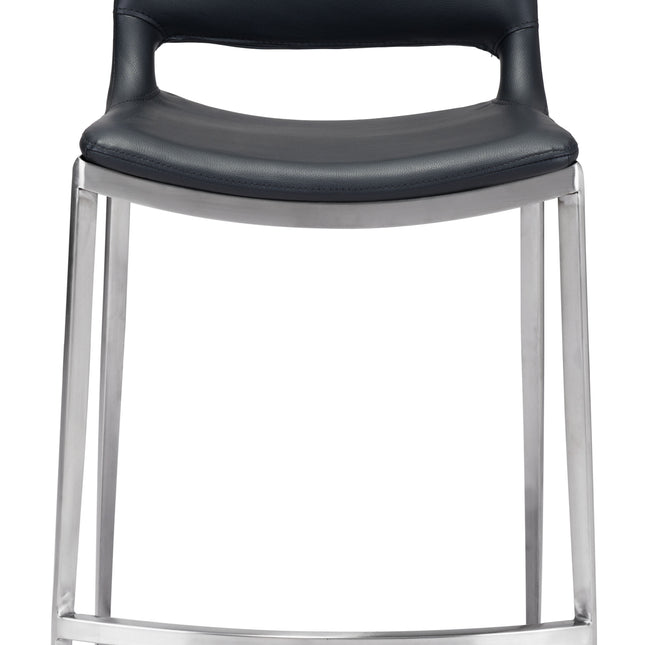 Ace Counter Stool (Set of 2) Black & Silver Counter Stools TriadCommerceInc   