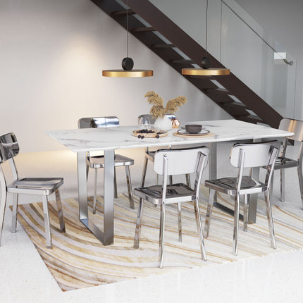 Atlas Dining Table White & Silver Tables [TriadCommerceInc]   