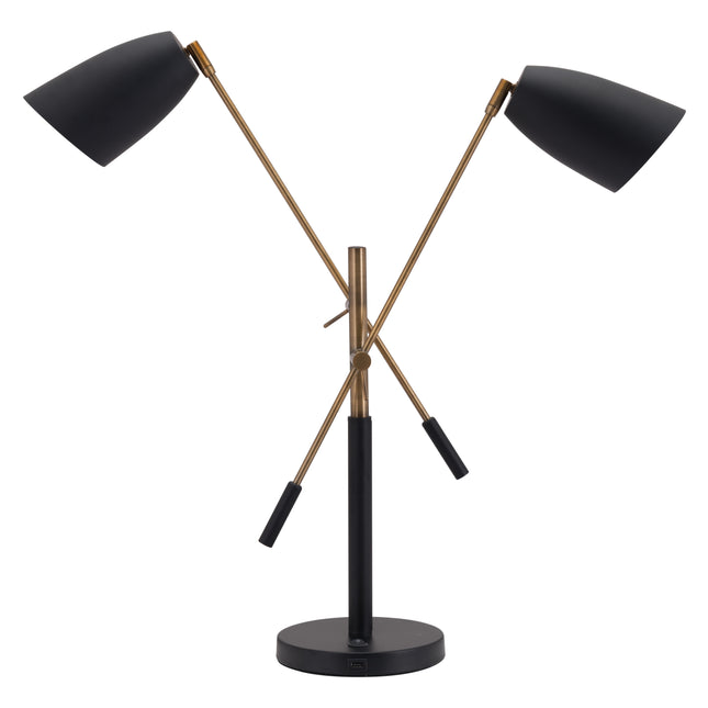 Tanner Table Lamp Black & Brass Table Lamps TriadCommerceInc   