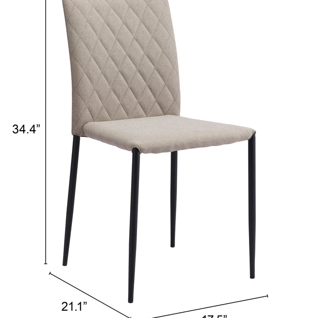 Harve Dining Chair (Set of 2) Beige Chairs TriadCommerceInc   