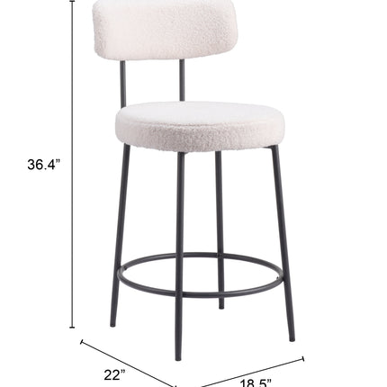 Blanca Counter Stool (Set of 2) Ivory Counter Stools [TriadCommerceInc]   