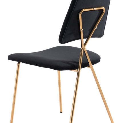 Chloe Dining Chair (Set of 2) Black & Gold Chairs TriadCommerceInc   