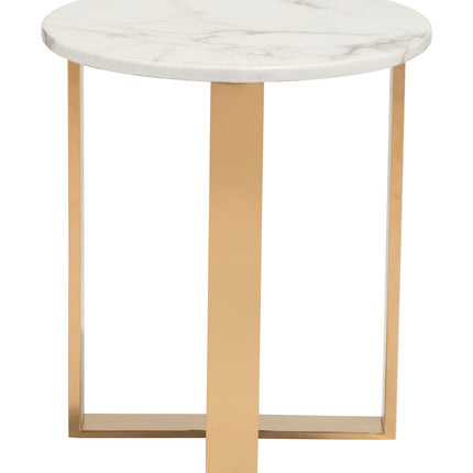 Atlas End Table White & Gold Side Tables TriadCommerceInc   