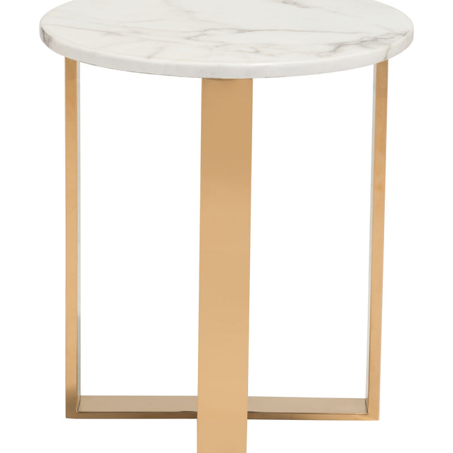 Atlas End Table White & Gold Side Tables TriadCommerceInc   