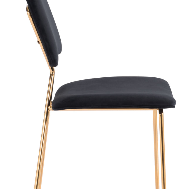 Chloe Dining Chair (Set of 2) Black & Gold Chairs TriadCommerceInc   