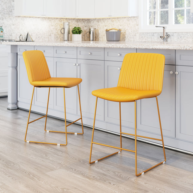 Mode Counter Stool (Set of 2) Yellow Counter Stools TriadCommerceInc   