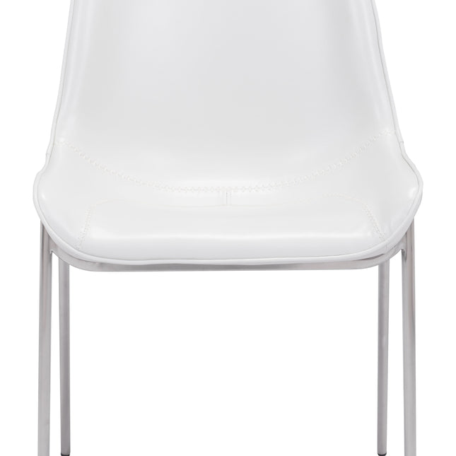 Magnus Dining Chair (Set of 2) White & Silver Chairs TriadCommerceInc   