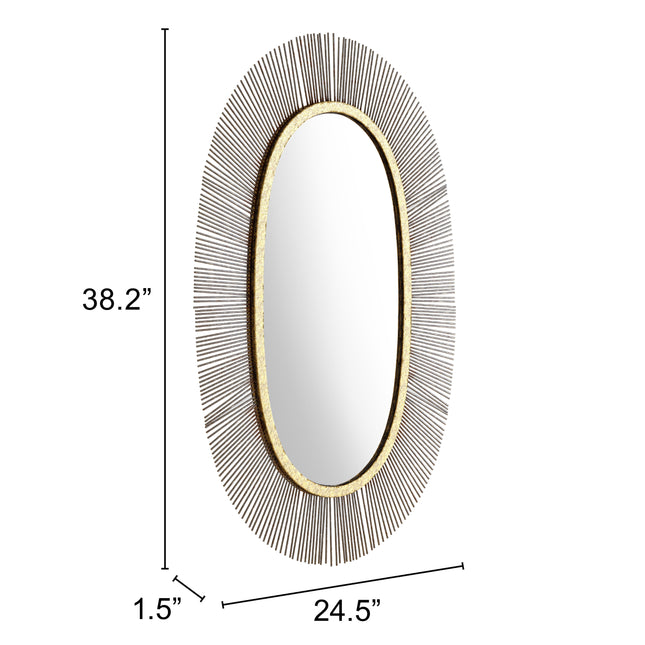 Juju Oval Mirror Black & Gold Mirrors [TriadCommerceInc]   