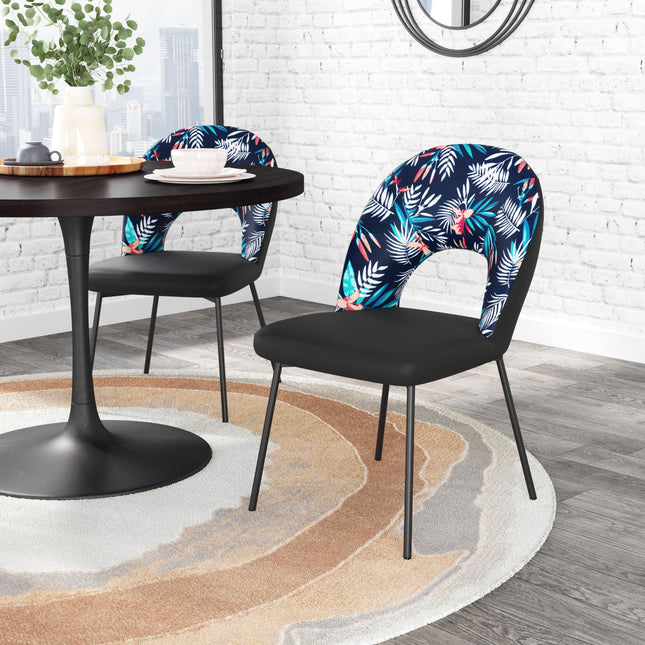 Merion Dining Chair (Set of 2) Multicolor Print & Black Chairs TriadCommerceInc   