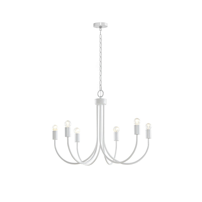 Ellie Curved Iron Farmhouse Chandelier in Gloss White Chandeliers TriadCommerceInc   