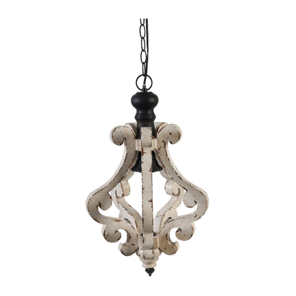 Harper Distressed White Wood Chandelier Chandeliers TriadCommerceInc   