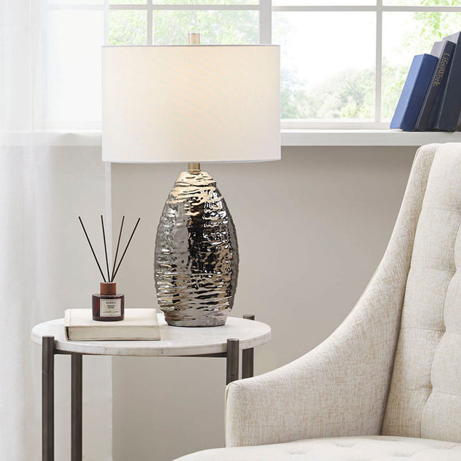 Oval Textured Ceramic Table Lamp Table Lamps [TriadCommerceInc]   