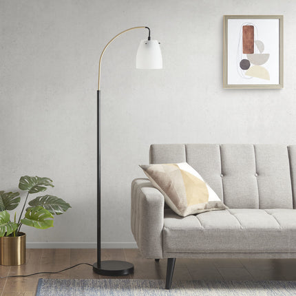 Arched Metal Floor Lamp with Frosted Glass Shade Floor Lamps TriadCommerceInc   