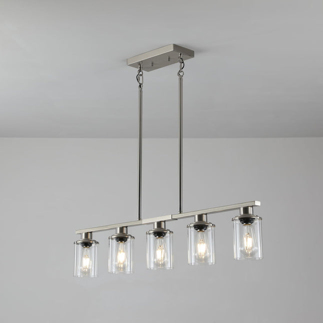 Ophelia Brushed Nickel Glass Chandelier Chandeliers TriadCommerceInc   