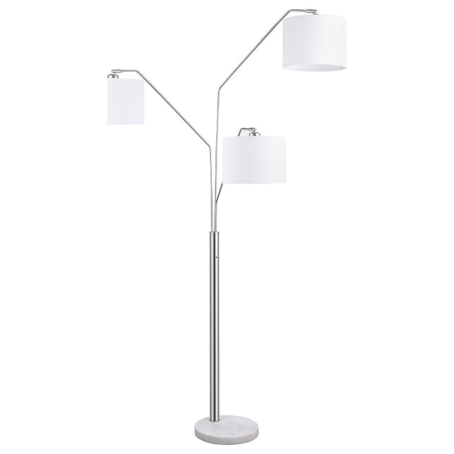 White and Stain Nickel Trio Drum Shade Floor Lamp Table Lamps TriadCommerceInc Default Title