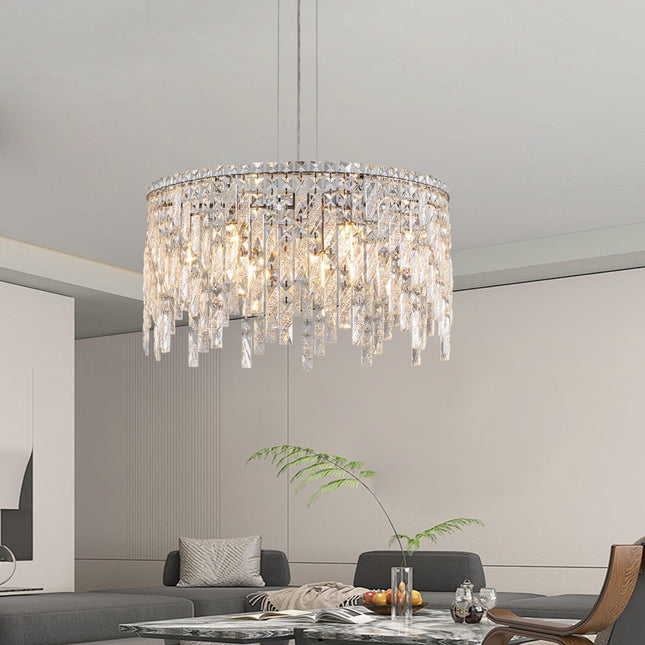 Luxurious Round Silver Crystal Chandelier Chandeliers TriadCommerceInc   