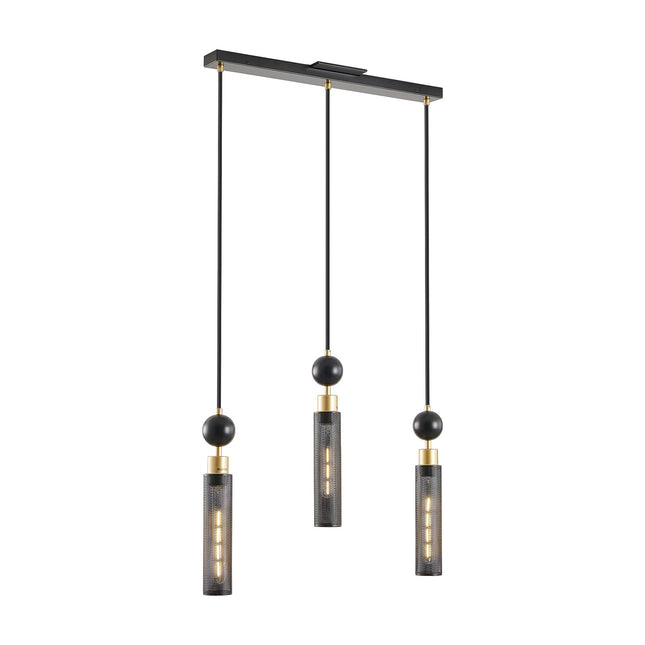 Modern Black & Gold 3-Light Pendant Chandelier with Mesh Shades Chandeliers TriadCommerceInc