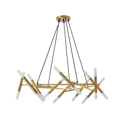 Modern Gold Branch Chandelier with Frosted Tubes Chandeliers TriadCommerceInc