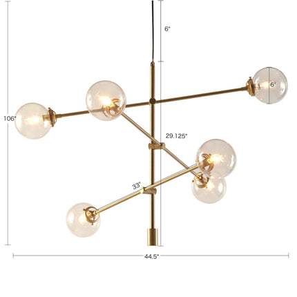 Cyrus 6-Globe Light Architectural Metal Gold Chandelier Chandeliers TriadCommerceInc   